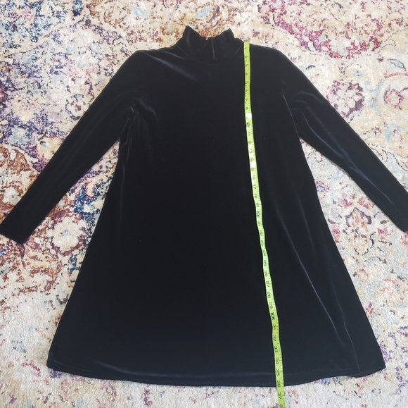 Vintage Black Velour Swing Dress Mockneck Long Sleeve Size M - Picture 10 of 10